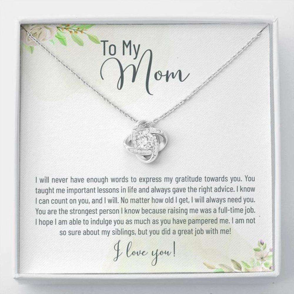 Mom Necklace, Happy Mother’S Day Necklace Gift, To My Mom I Love You, Love Knot Necklace Gift For Mom Gifts for Mother (Mom) Rakva