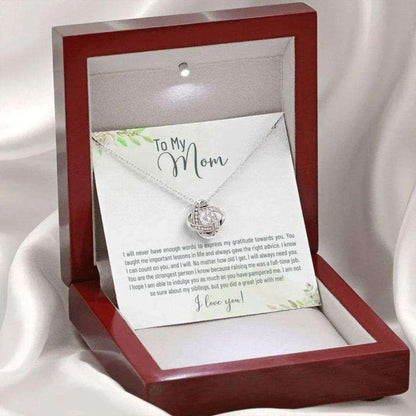 Mom Necklace, Happy Mother’S Day Necklace Gift, To My Mom I Love You, Love Knot Necklace Gift For Mom Gifts for Mother (Mom) Rakva