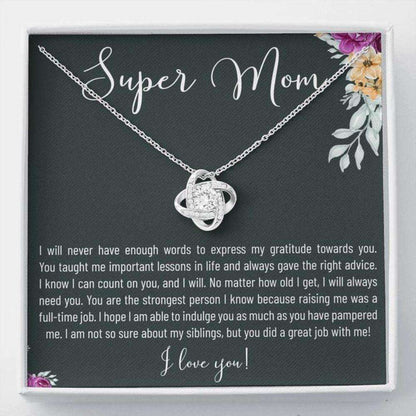 Mom Necklace, Happy Mother’S Day Necklace Gift, To My Supermom I Love You, Love Knot Necklace Gift For Mom Gifts for Mother (Mom) Rakva