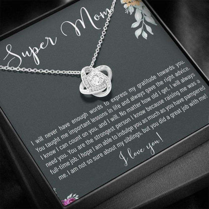 Mom Necklace, Happy Mother’S Day Necklace Gift, To My Supermom I Love You, Love Knot Necklace Gift For Mom Gifts for Mother (Mom) Rakva