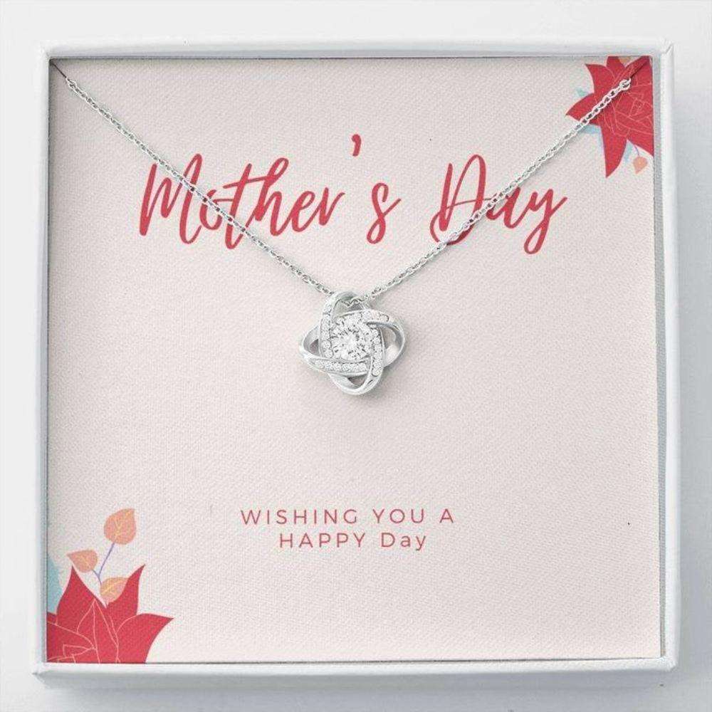 Mom Necklace, Happy Mother’S Day Necklace Gift, Wishing You A Happy Day, Love Knot Necklace Gift For Mom Gifts for Mother (Mom) Rakva