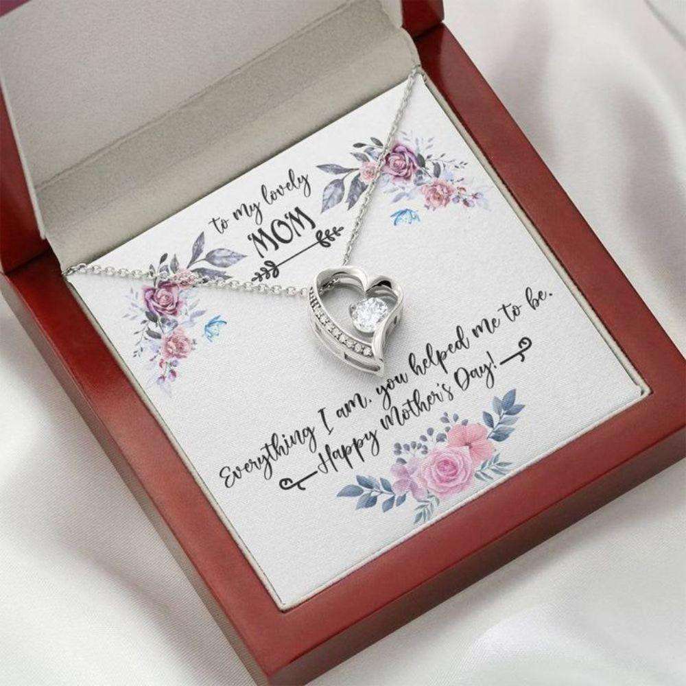 Mom Necklace, Happy Mother’S Day Necklace Gift, Women Jewelry, You Helped Me To Be, Forever Love Necklace Gift For Mom Gifts for Mother (Mom) Rakva