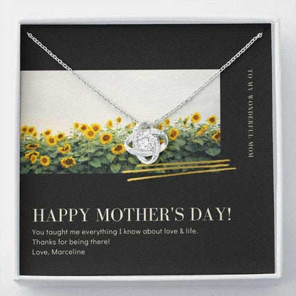 Mom Necklace, Happy Mother’S Day Necklace Gift, You Taught Me Everything About Love And Life, Love Knot Necklace Gift For Mom Gifts for Mother (Mom) Rakva