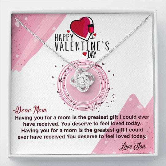 Mom Necklace, Happy Valentine’S Day Love Knot Necklace Gift For Mom From Son Gift Gifts for Mother (Mom) Rakva