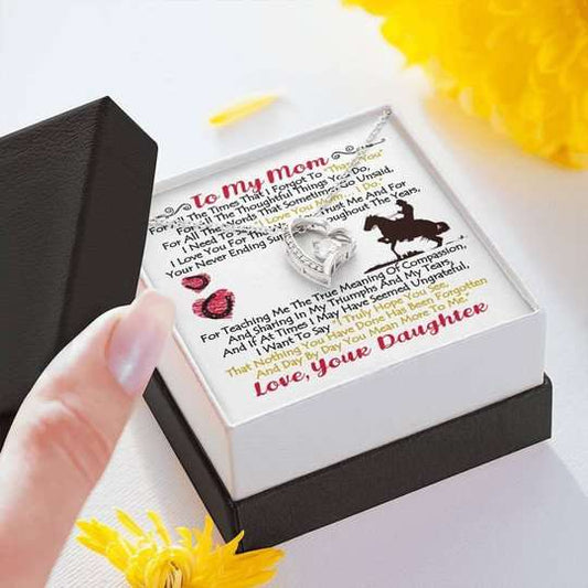 Mom Necklace, Horse Daughter Gift For Mom Forever Love Necklace You Mean More To Me Gifts For Daughter Rakva