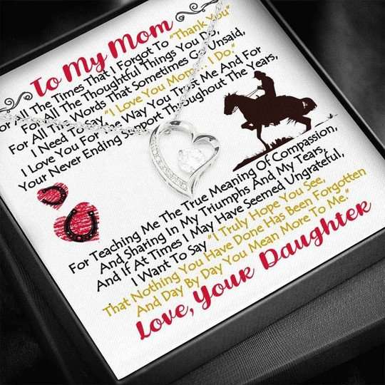 Mom Necklace, Horse Daughter Gift For Mom Forever Love Necklace You Mean More To Me Gifts For Daughter Rakva