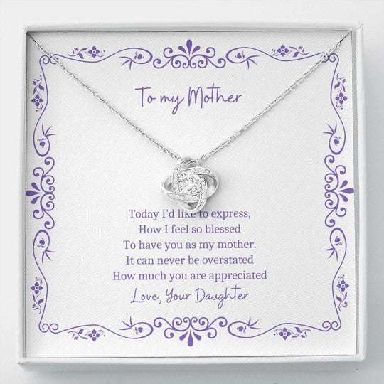 Mom Necklace, How I Feel So Blessed Gift For Mom Love Knot Necklace Gifts for Mother (Mom) Rakva