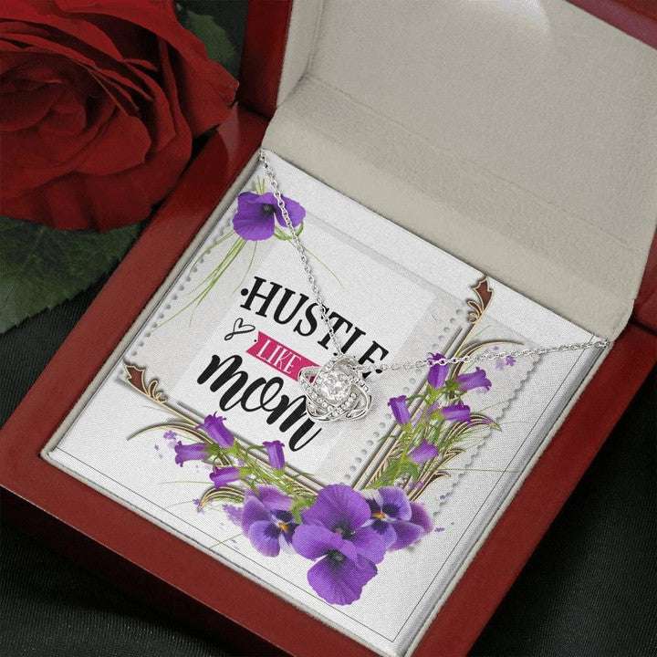 Mom Necklace, Hustle Like A Mom Orchid Flowers Love Knot Necklace Gift For Mom Gifts for Mother (Mom) Rakva