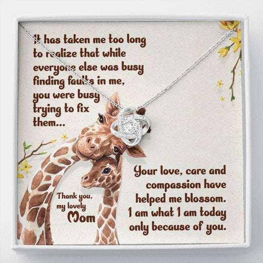 Mom Necklace, I Am What I Am Today Only Because Of You Love Knot Necklace Gift For Mom Gifts for Mother (Mom) Rakva