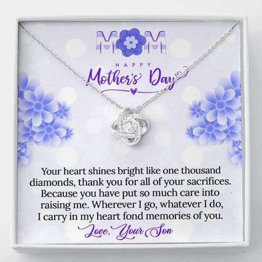 Mom Necklace, I Carry In My Heart Fond Memories Of You Gift For Mom Love Knot Necklace Gifts for Mother (Mom) Rakva