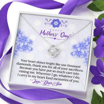 Mom Necklace, I Carry In My Heart Fond Memories Of You Gift For Mom Love Knot Necklace Gifts for Mother (Mom) Rakva