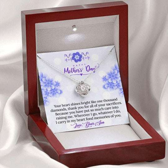 Mom Necklace, I Carry In My Heart Fond Memories Of You Gift For Mom Love Knot Necklace Gifts for Mother (Mom) Rakva