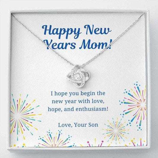 Mom Necklace, I Hope You Begin The New Year With Love Gift For Mom Love Knot Necklace Gifts for Mother (Mom) Rakva