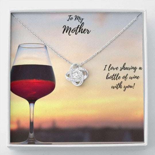 Mom Necklace, I Love Sharing A Bottle Of Wine With You Gift For Mom Love Knot Necklace Gifts for Mother (Mom) Rakva