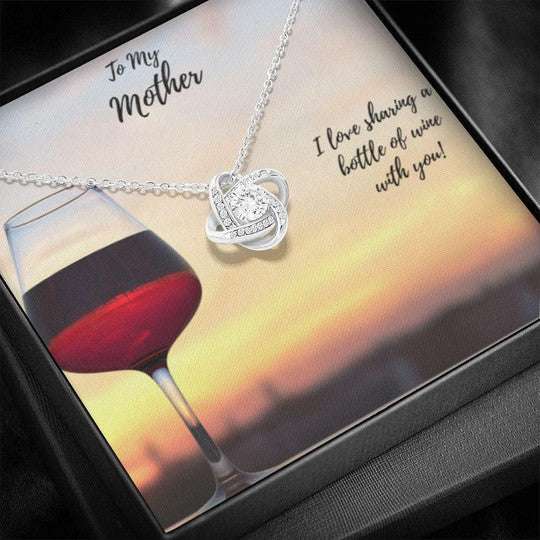 Mom Necklace, I Love Sharing A Bottle Of Wine With You Gift For Mom Love Knot Necklace Gifts for Mother (Mom) Rakva