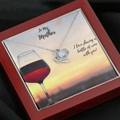 Mom Necklace, I Love Sharing A Bottle Of Wine With You Gift For Mom Love Knot Necklace Gifts for Mother (Mom) Rakva