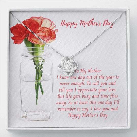 Mom Necklace, I Love You And Happy Mother’S Day Necklace Gift For Mom Love Knot Necklace Gifts for Mother (Mom) Rakva