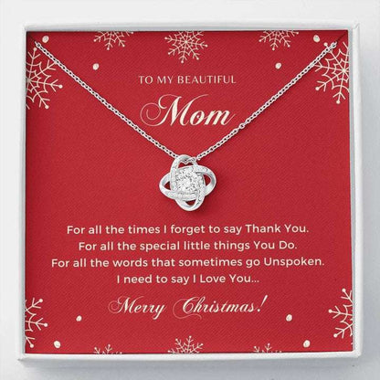 Mom Necklace, I Love You Merry Christmas Love Knot Necklace For Mom Gifts for Mother (Mom) Rakva