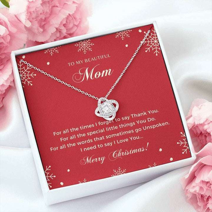 Mom Necklace, I Love You Merry Christmas Love Knot Necklace For Mom Gifts for Mother (Mom) Rakva