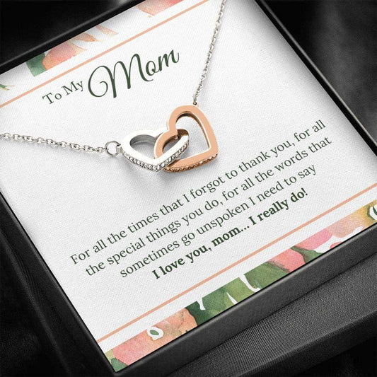 Mom Necklace, I Love You Mom I Really Do Interlocking Hearts Necklace Gifts for Mother (Mom) Rakva