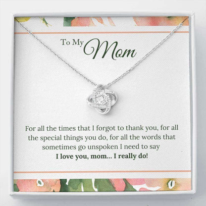 Mom Necklace, I Love You Mom I Really Do Love Knot Necklace Gifts for Mother (Mom) Rakva