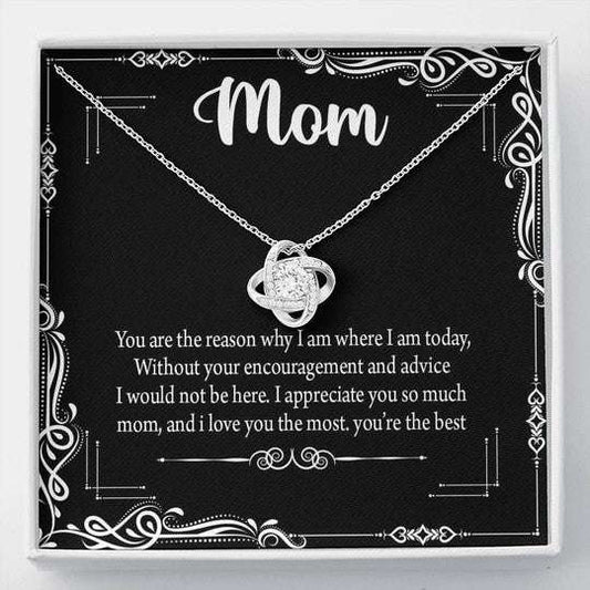 Mom Necklace, I Love You The Most Black Gift For Mom Love Knot Necklace Gifts for Mother (Mom) Rakva