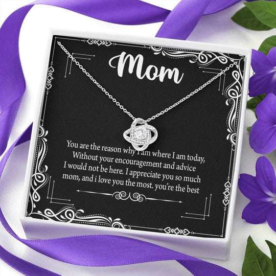 Mom Necklace, I Love You The Most Black Gift For Mom Love Knot Necklace Gifts for Mother (Mom) Rakva