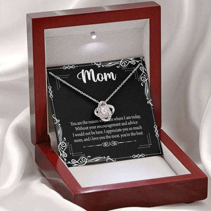 Mom Necklace, I Love You The Most Black Gift For Mom Love Knot Necklace Gifts for Mother (Mom) Rakva