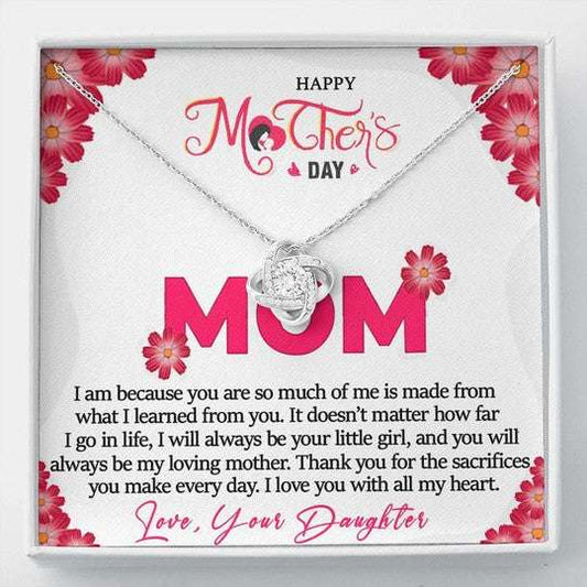 Mom Necklace, I Love You With All My Heart Gift For Mom Love Knot Necklace Gifts for Mother (Mom) Rakva