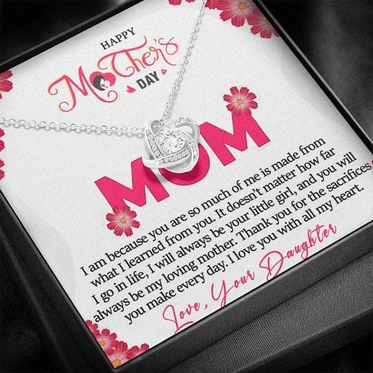 Mom Necklace, I Love You With All My Heart Gift For Mom Love Knot Necklace Gifts for Mother (Mom) Rakva