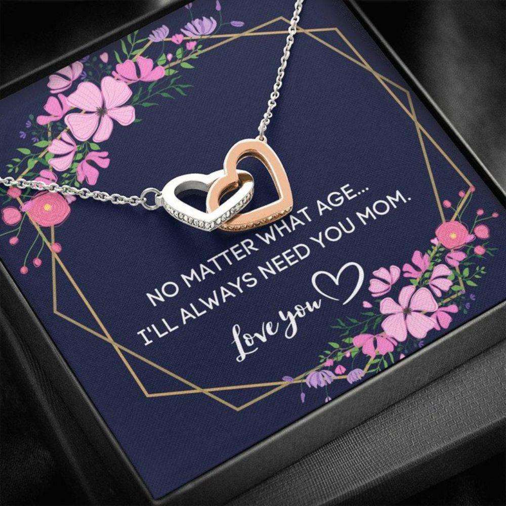 Mom Necklace, I Will Always Need You Mom Interlocking Hearts Necklace Gift Gifts for Mother (Mom) Rakva