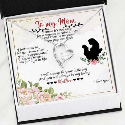 Mom Necklace, I’Ll Always Be Your Little Boys Forever Love Necklace For Mom Gifts for Mother (Mom) Rakva