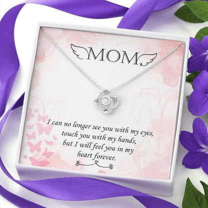 Mom Necklace, I’Ll Feel You In My Heart Forever Love Knot Necklace For Mom Gifts for Mother (Mom) Rakva