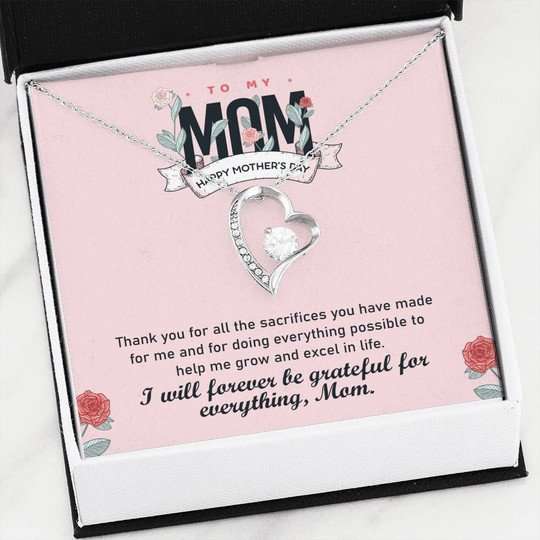 Mom Necklace, I’Ll Forever Be Grateful For Everything Forever Love Necklace For Mom Gifts for Mother (Mom) Rakva