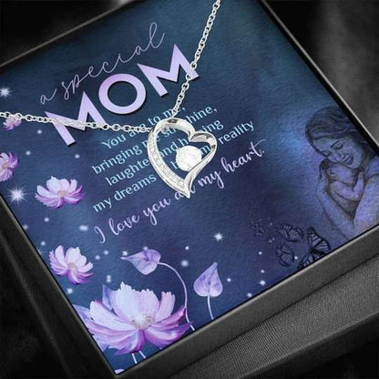 Mom Necklace, Lotus Gift For Mom Forever Love Necklace Love You All My Heart Gifts for Mother (Mom) Rakva