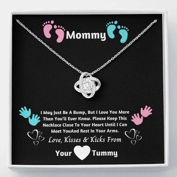 Mom Necklace, Love Kisses And Kicks From Love Knot Necklace Tummy Gift For Mom Gifts for Mother (Mom) Rakva