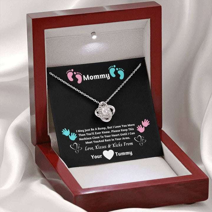 Mom Necklace, Love Kisses And Kicks From Love Knot Necklace Tummy Gift For Mom Gifts for Mother (Mom) Rakva