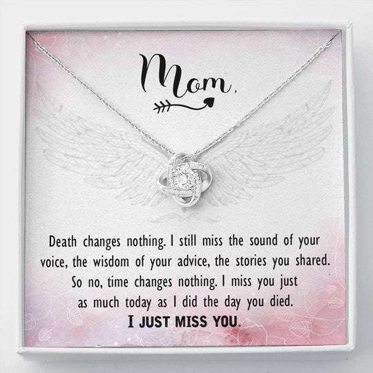 Mom Necklace, Love Knot Necklace Gift For Mom I Just Miss You Gifts for Mother (Mom) Rakva