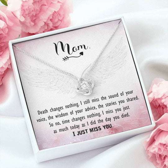 Mom Necklace, Love Knot Necklace Gift For Mom I Just Miss You Gifts for Mother (Mom) Rakva