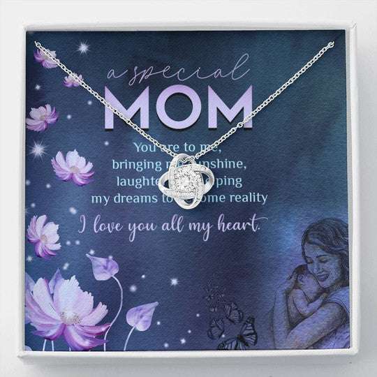 Mom Necklace, Love Knot Necklace Gift For Mom I Love You With All My Heart Gifts for Mother (Mom) Rakva