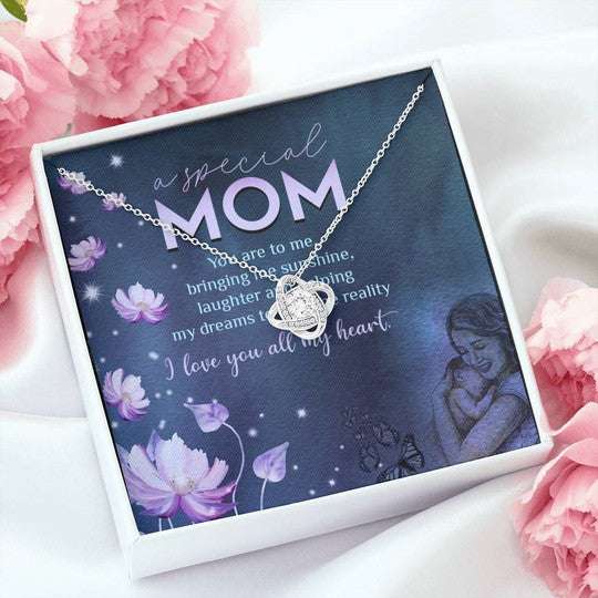 Mom Necklace, Love Knot Necklace Gift For Mom I Love You With All My Heart Gifts for Mother (Mom) Rakva