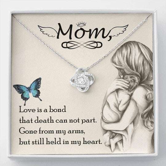 Mom Necklace, Love Knot Necklace Gift For Mom Love Is A Bond That Death Can’T Part Gifts for Mother (Mom) Rakva