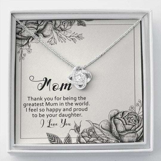 Mom Necklace, Love Knot Necklace Gift For Mom Thank You For Being The Greatest Mum Gifts for Mother (Mom) Rakva