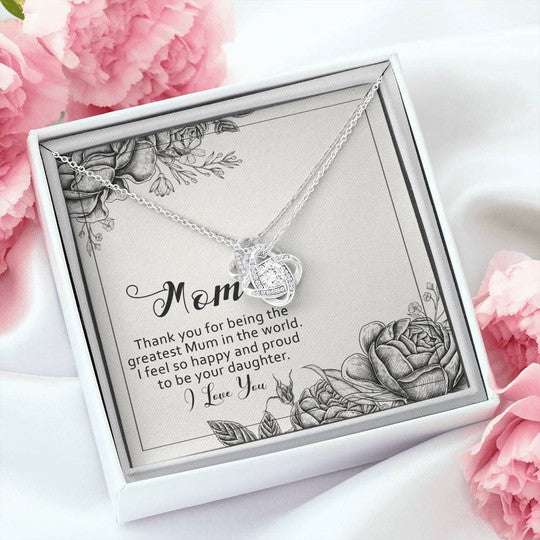 Mom Necklace, Love Knot Necklace Gift For Mom Thank You For Being The Greatest Mum Gifts for Mother (Mom) Rakva