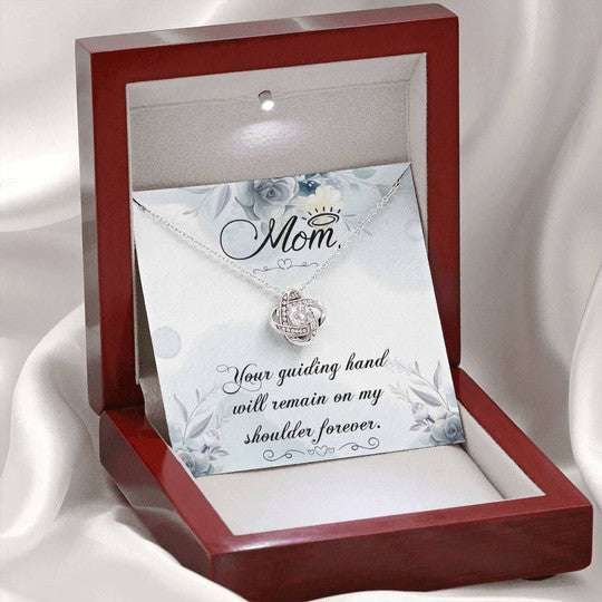 Mom Necklace, Love Knot Necklace Gift For Mom Your Guiding Hand Will Remain On My Shoulder Gifts for Mother (Mom) Rakva