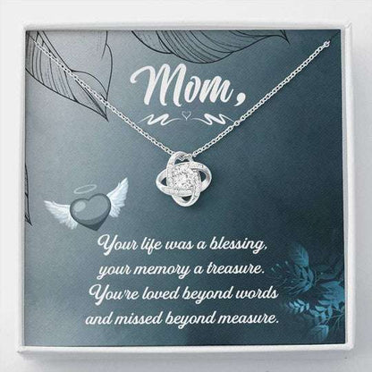 Mom Necklace, Love Knot Necklace Gift For Mom Your Life Was Blessing Gifts for Mother (Mom) Rakva