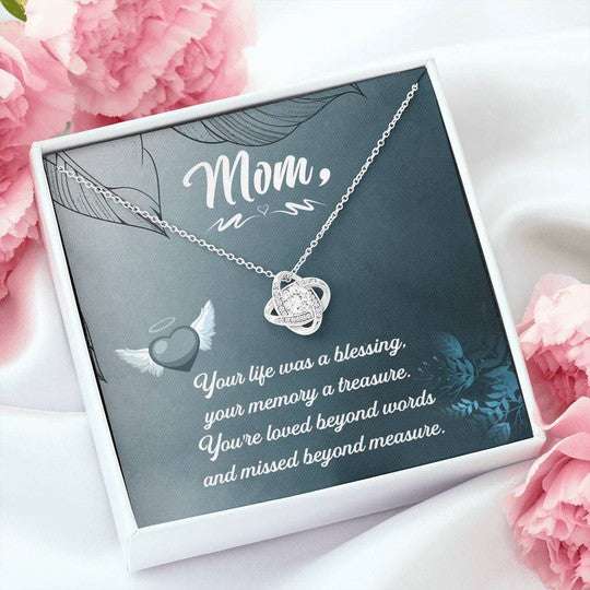 Mom Necklace, Love Knot Necklace Gift For Mom Your Life Was Blessing Gifts for Mother (Mom) Rakva