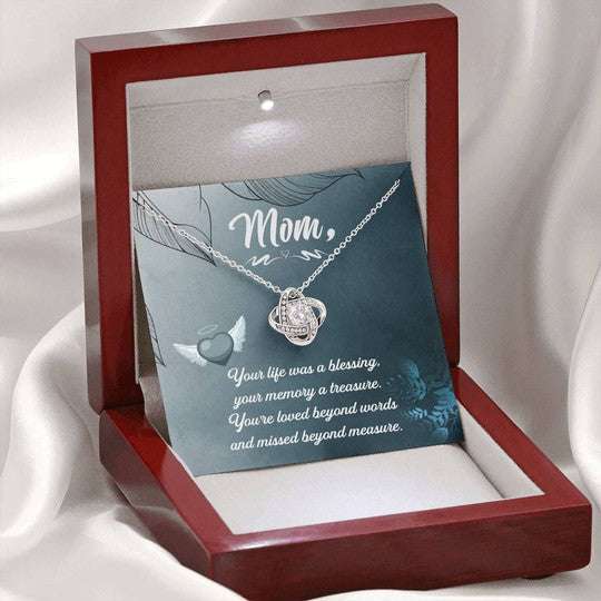 Mom Necklace, Love Knot Necklace Gift For Mom Your Life Was Blessing Gifts for Mother (Mom) Rakva