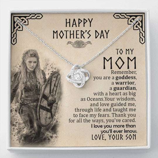 Mom Necklace, Love Knot Necklace Viking Son Gift For Mom You’Re My Guardian Gifts for Mother (Mom) Rakva