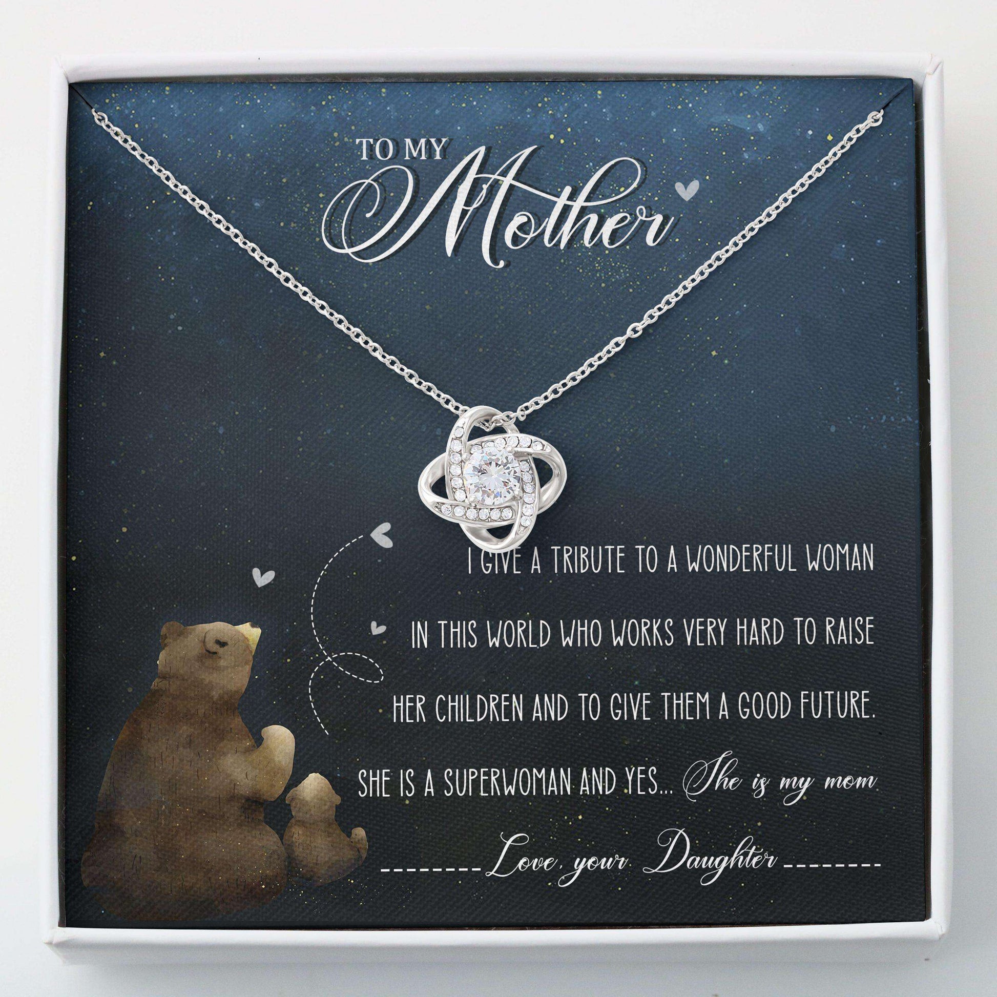 Mom Necklace, Love Knots Necklace “ To My Mother Mother’S Day Necklace Gifts for Mother (Mom) Rakva